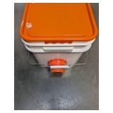 Chicken Feeder No Waste 20lb with 4 Ports, Rain Proof Gravity Chick Feeders Bucket (Orange)