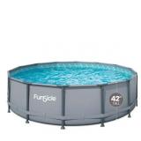 Funsicle 14 ft Oasis Round Above Ground Metal Frame Swimming Pool Includes SkimmerPlus Pump Age 6 & up