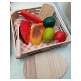 Melissa & Doug Cutting Food Play Food Set With Wooden Pieces, Knife, Cutting Board