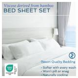 Hotel Sheets Direct 100% Viscose Derived from Bamboo Sheets California King - Cooling Luxury Bed Sheets w Deep Pocket - Silky Soft - White - Retail: $83.24