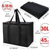 CIVJET 1-Pack Insulated Reusable Grocery Bags, X-Large Insulated Food Delivery Bag for Doordash/Catering/Uber Eats, Commercial Food Warmer for Shopping, Tote Cooler Bags, Black