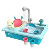 CUTE STONE Color Changing Kitchen Sink Toys, Children Electric Dishwasher Playing Toy with Running Water, Upgraded Faucet, Automatic Water Cycle System Play House Pretend Role Play Toys for Boys Girls