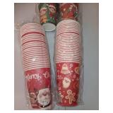 Grencian 12 oz Christmas Paper Cups Disposable Christmas Coffee Cups Santa Elf Design Christmas Hot Cocoa Cups, Christmas Party Decorations Supplies for Coffee Tea Beverage