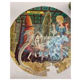 Vintage round puzzle 75 interlocking large pieces overall size 12 inch rumpelstiltskin missing 1 piece