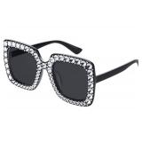 Frienda Women Oversize Square glitter Sunglasses Retro Thick Frame Disco Sunglasses