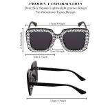 Frienda Women Oversize Square glitter Sunglasses Retro Thick Frame Disco Sunglasses