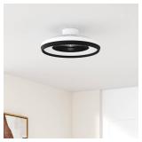 HUMHOLD 24" Low Profile Ceiling Fan with RGB Lights, Bladeless Ceiling Fan with Remote/APP/Voice Control, 6 Speeds Flush Mount Smart Ceiling Fan for Kids Bedroom/Kitchen/Dining Room - Retail: $197.64