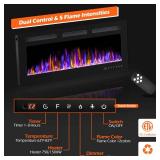 BETELNUT 40" Electric Fireplace Wall Mounted and Recessed with Remote Control, 750/1500W Ultra-Thin Wall Fireplace Heater W/Timer Adjustable Flame Color and Brightness, Log Set & Crystal Options - Ret