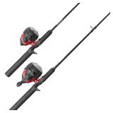 Zebco 202 & 404 Spincast Reels and Fishing Rod Combos (2-Pack), 5-Foot 6-Inch 2-Piece Fishing Pole, Size 30 and 40 Reels, Right-Hand Retrieve, Pre-Spooled with 10 lb and 15 lb Cajun Line, Black/Red