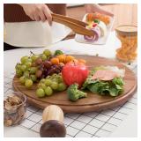 Wood Lazy Susan Turntable Organizer, 20inch Extra Large Rotating Storage Tray Wooden Disc Grazing Tray, Kitchen Countertop Table Bearing Plate, Doubles As A Cheese Board Charcuterie Platter