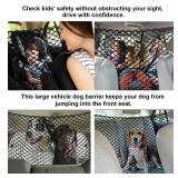 Dog Car Barrier SUV Pet Net + Free Metal Hooks, Dual Layer Pet Travel Safety Barrier Net, Easy to Install and Remove, Adjustable Car Dog Divider for Trucks, SUV, Vans, Car Net Organizer Storage Bag