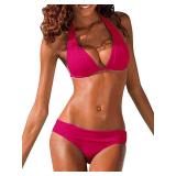 Womens Halter Padded Top Push Up Bikini Set Two Piece Swimsuits Bathing Suits Beachwear Pink (size unknown)