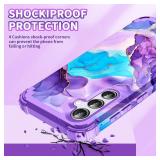 BQQFG for Galaxy A35/A55 5G Case,Three Layer Heavy Duty Shockproof Hybrid Hard Plastic Bumper Soft Silicone Rubber Drop Protective Cover Case for Galaxy A35/A55 5G,6.6",Purple