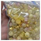 Niziky 100PCS Glass Beads for Jewelry Making, Mix 8MM Yellow Crackle Lampwork Glass Beads Aurora Crystal Beads Matte Gemstones Spacer Beads Kits for Crafts, Crystal Loose Beads for Bracelet Making