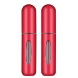 Travel Mini Perfume Refillable Atomizer - Portable Perfume Cologne Spray Container Bottle - Travel Perfume Scent Pump Case Fragrance Empty Spray Bottle for Traveling and Outgoing 5ml (Red) 2 Count