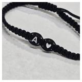 1 Pc Braided Adjustable Heart Bead Initial Bracelet A