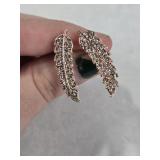 Crystal Leaf Earrings for Women Pierced Leaf Ear Climber Earrings Feather Earrings Rhinestone