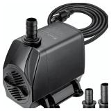 KEDSUM 880GPH Submersible Water Pump(3500L/H, 100W), Ultra Quiet Water Pump with 11.3ft High Lift, Fountain Pump with 5.9 ft Power Cord, 3 Nozzles for Fish Tank, Pond, Aquarium, Hydroponics