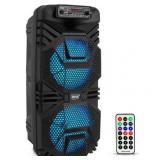 Pyle Dual 8ââ Bluetooth Portable PA Speaker - Portable PA & Karaoke Party Audio Speaker with Built-in Rechargeable Battery Flashing Party Lights MP3/USB/ /FM Radio (600 Watt MAX) - Retai