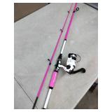 Zebco Roam Spinning Reel and Fishing Rod Combo, 6-Foot 6-Inch 2-Piece Fiberglass Fishing Pole, Split ComfortGrip Rod Handle, Soft-Touch Handle Knob, Size 30 Reel, Aluminum Spool, Pink