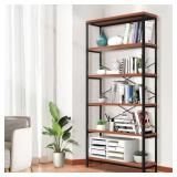 Himimi 6 Tier Industrial Bookshelf, Vintage Standing Storage Shelf, Display Shelving Units, Tall Bookcase, Industrial Metal Book Shelves for Living Room Bedroom and Home Office - Retail: $139.45