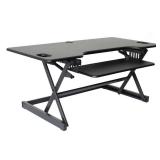 Rocelco 46" Height Adjustable Sit To Standing Desk Riser Black : Extra Large, Ergonomic Keyboard Tray, No Assembly Required - Retail: $529.95