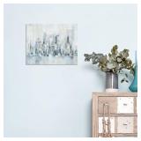 Yang Hong Yu Living Room New York City Wall Art Abstract Landscape with Gold on Canvas for Modern Blue Gray Home Walls Decor 36x24