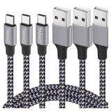 TAKAGI USB Type C Cable 3A Fast Charging, (3-Pack 6feet) USB-A to USB-C Nylon Braided Data Sync Transfer Cord Compatible with Galaxy S20 S10 S9 S8, Note 20 10 and iPhone 15/15 Pro Max USB C Charger