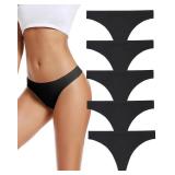 voenxe Seamless Women Underwear Thongs,No Show Ladies Thong,No Line Breathable Comfortable Panties Undies for Women 5-Pack