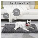 Washable Dog Bed Mat Reversible Dog Crate Pad Soft Fluffy Pet Kennel Beds Dog Sleeping Mattress for Large Jumbo Medium Small Dogs, 23 x 17 Inch, Gray