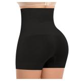 Womens Slip Shorts for Under Dress Seamless Shapewear Boyshorts Tummy Control Panties Shaping Shorts(#2 Black(high Waisted),Small)