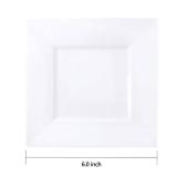 bUCLA 100PCS White Square Plastic Plates-6inch Disposable Cake Plates- Premium Hard Square Small Appetizer Plates for Wedding/Party