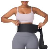 FeelinGirl Waist Trainer for Women Men Waist Wrap Tummy Control Waist Shaper with Loop Waist Trainer for Lower Belly Fat Black