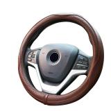 Valleycomfy Steering Wheel Covers Universal 15.75 inch - Genuine Leather, Breathable, Anti Slip & Odor Free (Coffee, L(15" 1/2-16"))