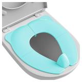 Maliton Travel Potty Seat for Toddler & Kid, Portable Potty Seat with Storage Bag, Foldable Potty Seat for Toddler Travel, Non-Slip Potty Training Toilet Seat Cover wth Splash Guard (Aqua Green)