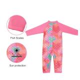 weVSwe Baby Girls Swimsuit UPF 50+ Rash Guard Mermaid Scales Swimwear One Piece Long Sleeve Bathing Suits 3 Years