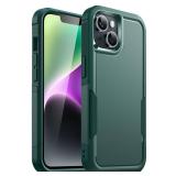 JETech Case for iPhone 14 6.1-Inch, Heavy Duty Dual-Layer Rugged Protection, Shockproof Protective Tough Phone Cover with Matte Back (Midnight Green)