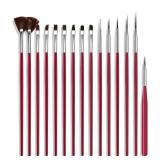 15 Pcs Nail Brushes Nail Art Kit for Nail Detailing Brush Makeup Brushes Cleaning Fingernails Nail Dotting Tool for Home Salon DIY Manicure Design Tools (Rose Red)