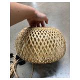 Plug in Pendant Light Fixture with Hand Woven Bamboo Lamp Shade Dimmer Switch (no bulb)