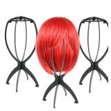 AIAIZHQH 3 Pack Wig Stand Holder, Portable Collapsible Wig Holder for Multiple Wigs, Durable Wig Stands for Women Wig Drying Stand Travel Wig Holder Stand Wigs Display Stand Tool (Black)