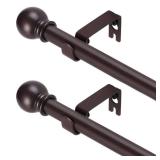 GXOACKJ 2 Pack Brown Curtain Rods for windows 48 to 84-93 inch,5/8 inch Decorative Curtain Rod Set,Splicing Heavy Duty Metal Curtain Rod with Brackets