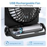 EasyAcc Small Powerful Desk Fan, 2000 Rechargeable Battery Powered Fan - Fully Foldable, Strong Wind, 4 Speeds - USB C Fan for Home, Travel, Cruise, Sporting Events, Hot Flashes - Gifts for Men Women