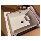 New Amashen 17" Undermount Bathroom Sink Rectangle, Small Ceramic Under Counter Vanity Sink with Overflow, White