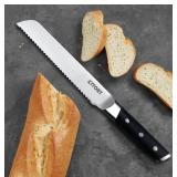 New Open Box Kitory Metadrop Serrated Bread Knife 8 Inch- Extra-Long, Thick Handle for Effortless Precision