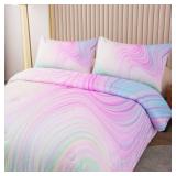 Bodhi Girls Comforter Full Size Colorful Tie Dye Comforter Teen Girl Pink Bedding Set Watercolor Pastel Pink Comforter Set Blue Purple Bedding Set Bright Girly Tie Dye Bedding