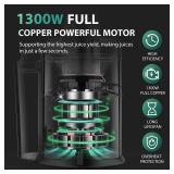 1300W KOIOS Centrifugal Juicer Machines, Juice Extractor with Extra Large 3inch Feed Chute, Full Copper Motor, Titanium-Plated Filter, High Juice Yield, 3 Speeds Mode,Easy to Clean with Brush,BPA-Free