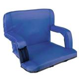 Home-Complete Wide Stadium Seat Chair - Bleacher Cushion with Padded Back Support, Armrests, 6 Reclining Positions and Portable Carry Straps (Blue)