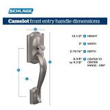 Schlage FE285 CAM 716 ACC LH Camelot Front Entry Handleset with Left-Handed Accent Lever, Lower Half Grip, Aged Bronze - Retail: $105.45