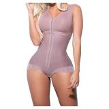 NAHEMA Shapewear for Women Tummy Control | Bodysuit Built-In Bra Body Shaper | Fajas Colombianas with Front Hooks | Black Size S - Retail: $109.99