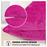 NEXCOVER Velvet Pillow Covers - Pack of 2 Pillowcases, 12 x 12 Inch Throw Pillow Cover, Decorative Square Pillowcase, Soft Cushion Case, Fade Resistant Pillow Case for Bedroom, Sofa,Couch, Pink Purple